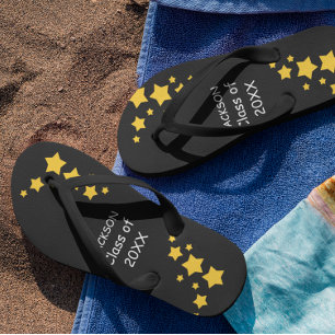 Black & Gold Senior Class Flip Flops