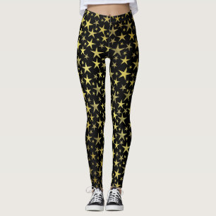 black+gold,shiny, bright, star, colour, decoration leggings