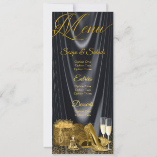 Black Gold Shoe Woman Birthday Menu Program