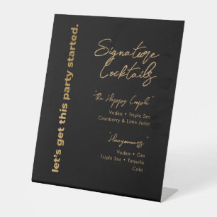 Black Gold Signature Cocktail Menu Pedestal Sign