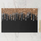 Black gold silver glitter party paper placemat