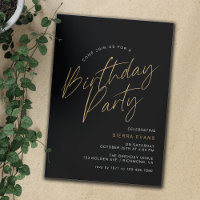 Black & Gold | Simple Minimal Typography Birthday