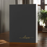 Black Gold Simple Modern Script Monogram Girly Pocket Folder<br><div class="desc">Black and Gold Simple Modern Script Monogram Name Pocket Folder. This makes the perfect sweet 16 birthday,  wedding,  bridal shower,  anniversary,  baby shower or bachelorette party gift for someone that loves glam luxury and chic styles.</div>