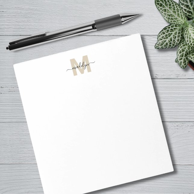Black Gold Simple Name Monogram Notepad (Black Gold Simple Name Monogram Notepad)