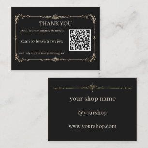 Black Gold Small Business Thank You Review QR Enclosure Card