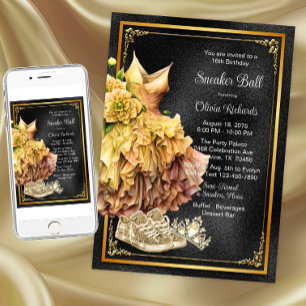 Black Gold Sneaker Ball Invitation