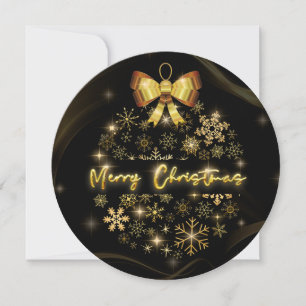 Black Gold snow Christmas ball with sparkle light Holiday Card