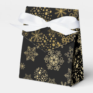 Black & Gold Snowflakes Holiday Party Favour Boxes