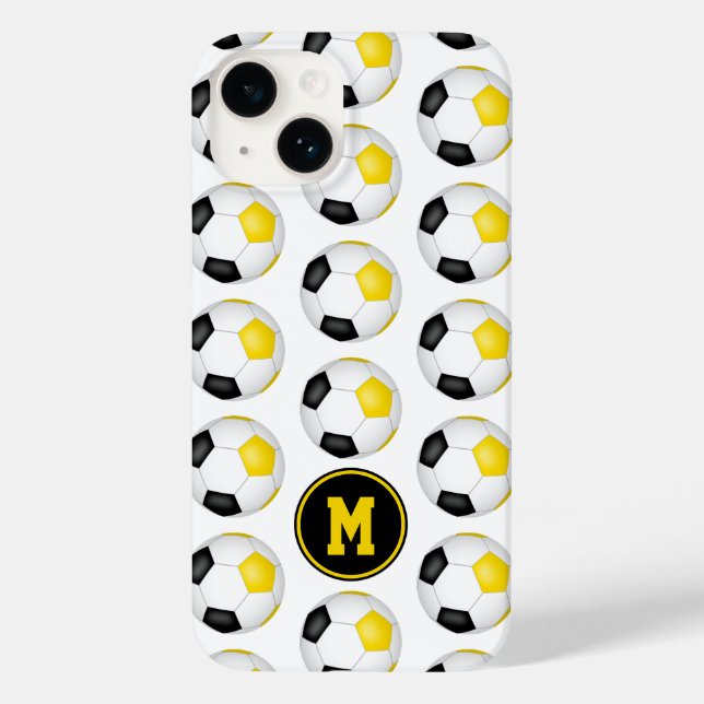 black gold soccer balls pattern monogrammed Case-Mate iPhone case (Back)