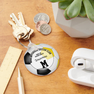 black gold soccer team colours gifts boys girls key ring