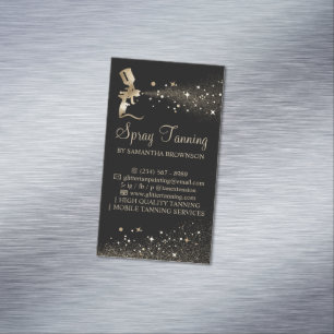 Black Gold Sparkle Painter Logo Spray Tan Magnetic Business Card