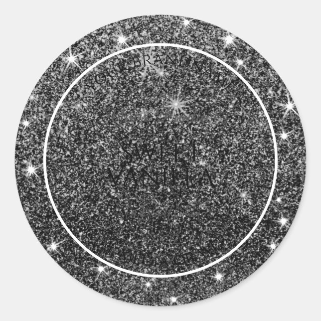 Black Gold Sparkle Silver Glitter Product Labels (Front)