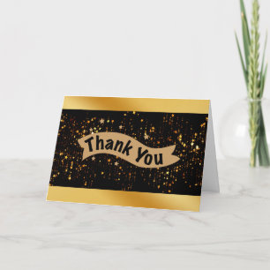 Black Gold Sparkle Thank You Card Design