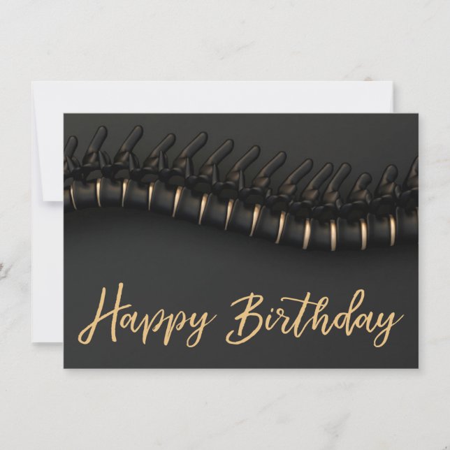 Black Gold Spine Chiropractic Birthday Card (Front)