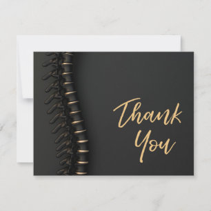 Black & Gold Spine Chiropractic Thank You Cards