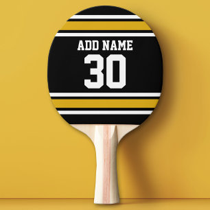 Black Gold Sports Jersey with Your Name and Number Ping Pong Paddle