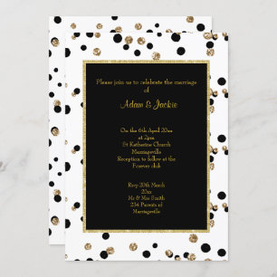 BLACK GOLD SPOT CRYSTAL ELEGANT WEDDING INVITATION