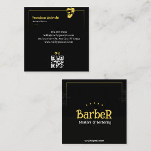 Black Gold Square Barber Business Card