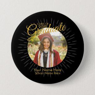 Black & Gold Star Graduate Button