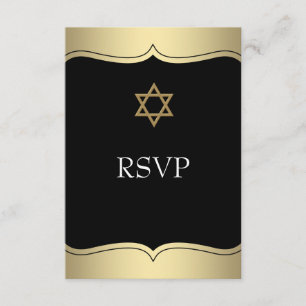 Black Gold Star of David Bar Mitzvah RSVP