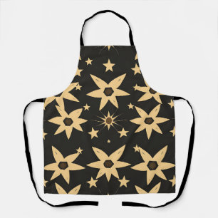 Black Gold Star Pattern Celestial Night Sky Apron