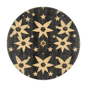 Black Gold Star Pattern Celestial Night Sky  Cutting Board