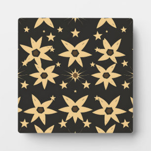 Black Gold Star Pattern Celestial Night Sky Plaque