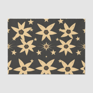 Black Gold Star Pattern Celestial Night Sky Tissue Paper