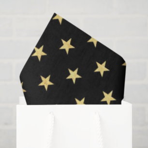 black gold star pattern party tissue paper