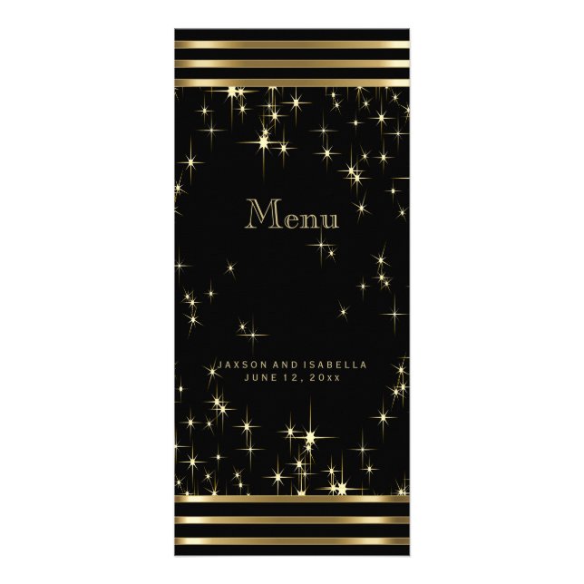 Black & Gold Starlights with Bars - Menu (Front)