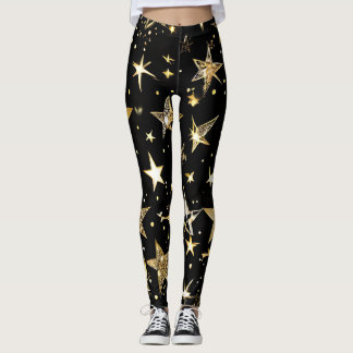 Black & Gold Stars All-Over-Print Leggings