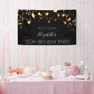 Black gold stars birthday welcome  banner