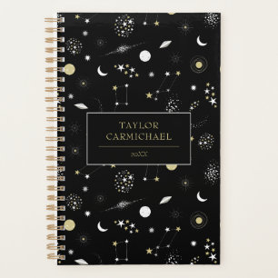 Black Gold Stars Galaxies Space Planner