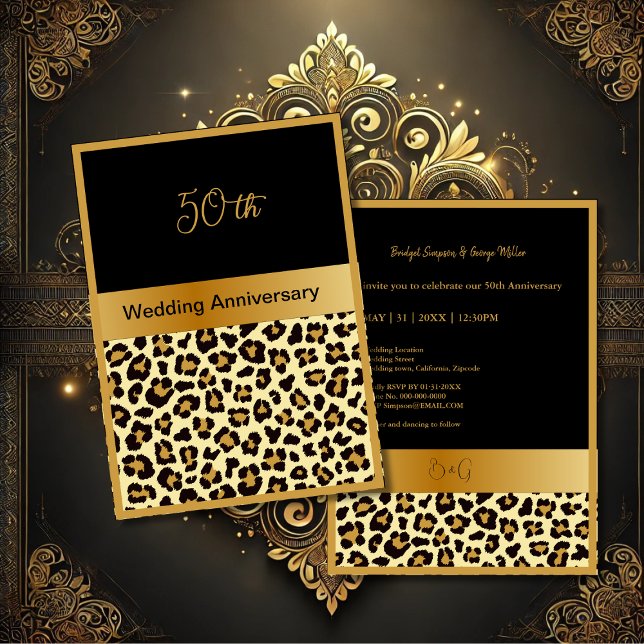 black gold stay wild 50th wedding anniversary card (Creator Uploaded)