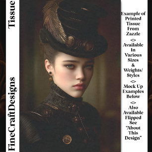 Black & Gold Steampunk Portrait DN8R Decoupage Tissue Paper