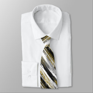 Black Gold Streak Modern Abstract Tie