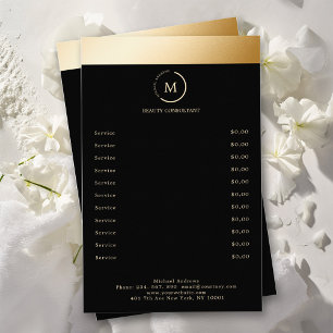 Black Gold Stripe Monogramm Circle Flyer