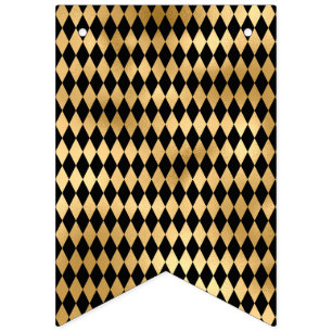Black & Gold Stripe Striped Pattern Minimal Bunting