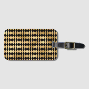Black & Gold Stripe Striped Pattern Minimal Luggage Tag