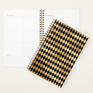 Black & Gold Stripe Striped Pattern Minimal Style Planner