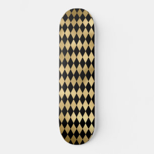Black & Gold Stripe Striped Pattern Minimal Style Skateboard