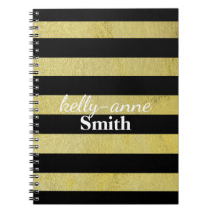 Black Gold Striped Glamourous kraft Notebook