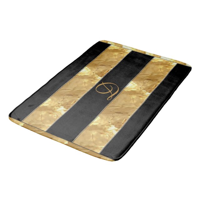 Black Gold Stripes Bath Mat (Angled)