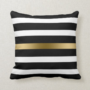 Black & Gold Stripes Cushion