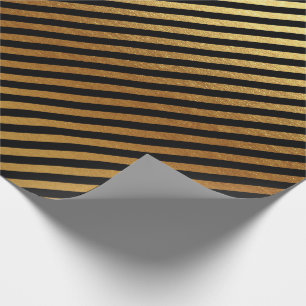 Black Gold Stripes Lines Metallic Minimal Lux Wrapping Paper