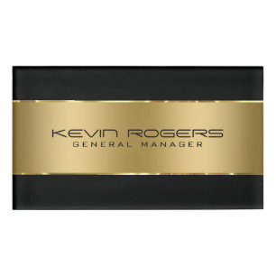 Black & Gold Stripes Modern Geometric Design Name Tag