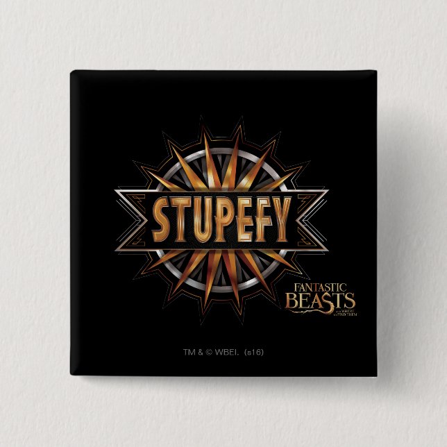 Black & Gold Stupefy Spell Graphic 15 Cm Square Badge (Front)