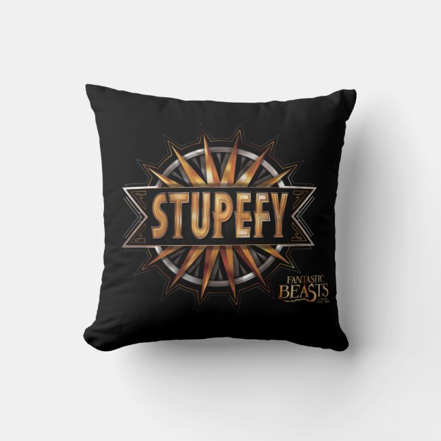Black & Gold Stupefy Spell Graphic Cushion (Front)