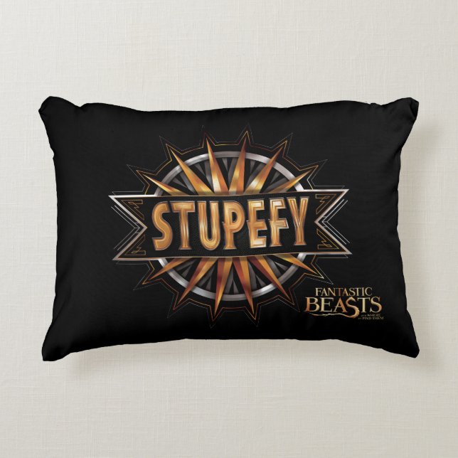 Black & Gold Stupefy Spell Graphic Decorative Cushion (Front)