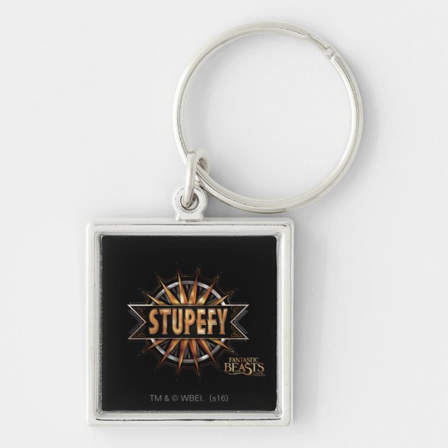 Black & Gold Stupefy Spell Graphic Key Ring (Front)